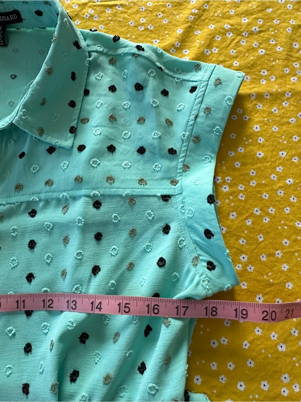 Nina Leonard Mint Green Polka Dot Shirt Midi Dress - Picture 6 of 8